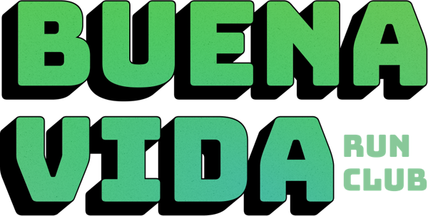 Buena Vida Run Club stacked logo for dark backgrounds