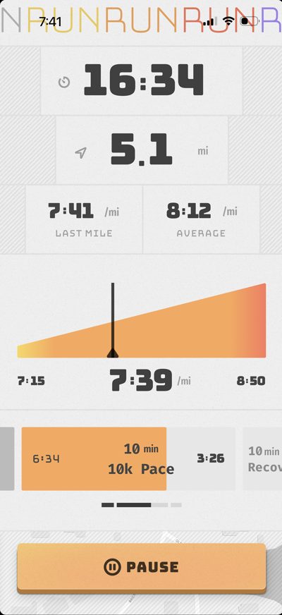 Buena Vida iPhone screen: Live run